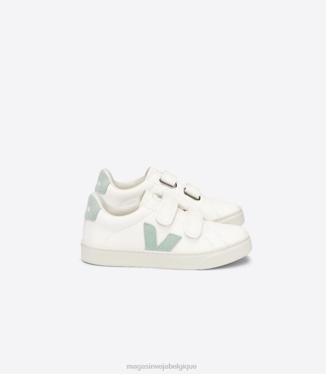 enfants Veja Esplar cuir sans chrome blanc matcha chaussures 82NJ6329