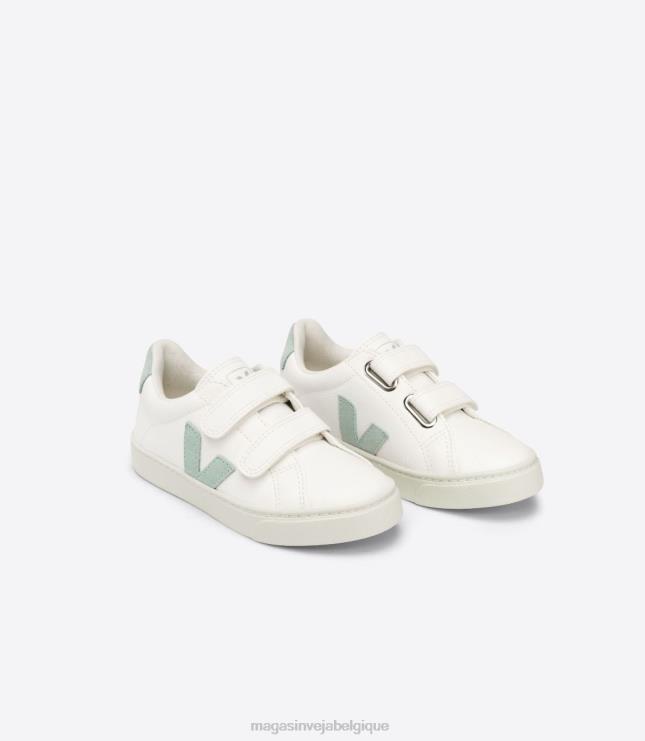 enfants Veja Esplar cuir sans chrome blanc matcha chaussures 82NJ6329