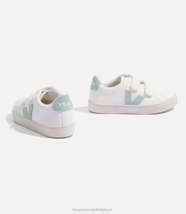 enfants Veja Esplar cuir sans chrome blanc matcha chaussures 82NJ6329