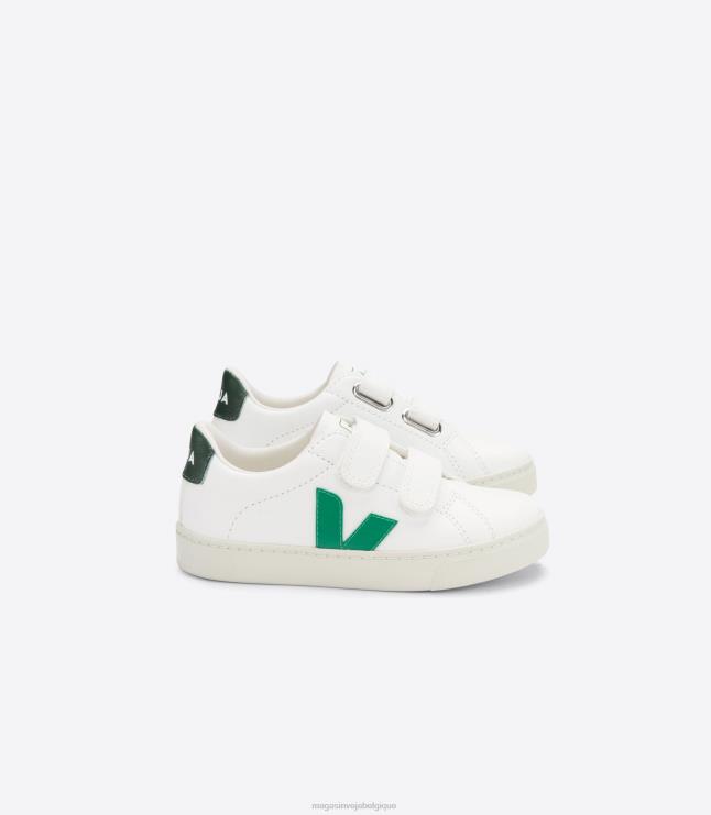 enfants Veja Esplar cuir sans chrome blanc émeraude chypre chaussures 82NJ6337