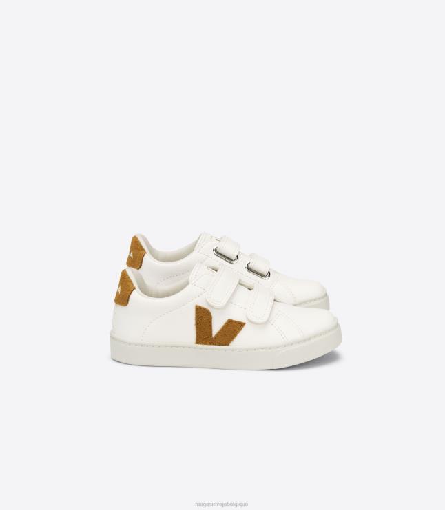 enfants Veja esplar cuir sans chrome camel blanc chaussures 82NJ6328