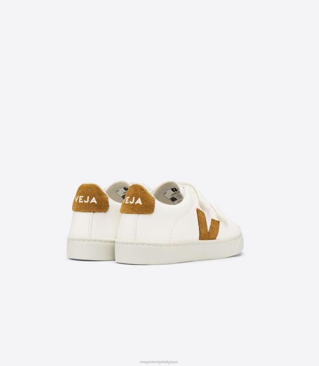 enfants Veja esplar cuir sans chrome camel blanc chaussures 82NJ6328