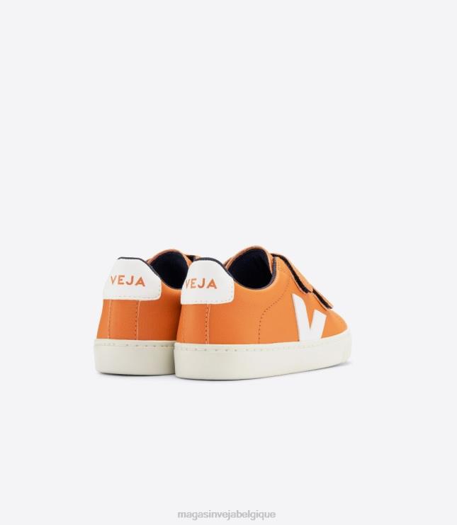 enfants Veja esplar cuir sans chrome citrouille blanc chaussures 82NJ6333