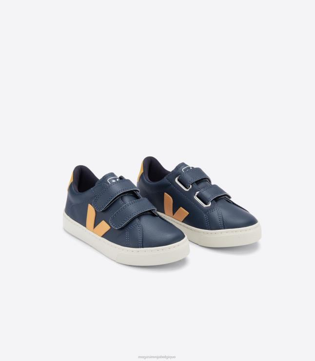 enfants Veja esplar cuir sans chrome nautico moutarde chaussures 82NJ6339