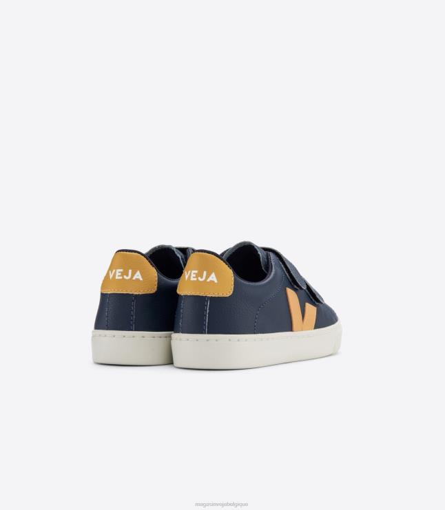 enfants Veja esplar cuir sans chrome nautico moutarde chaussures 82NJ6339