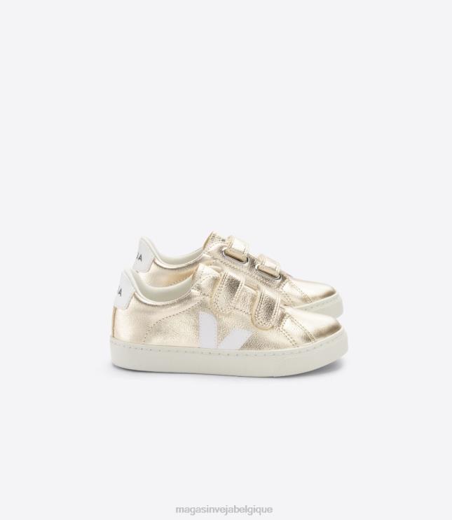 enfants Veja esplar cuir sans chrome platine blanc chaussures 82NJ6327