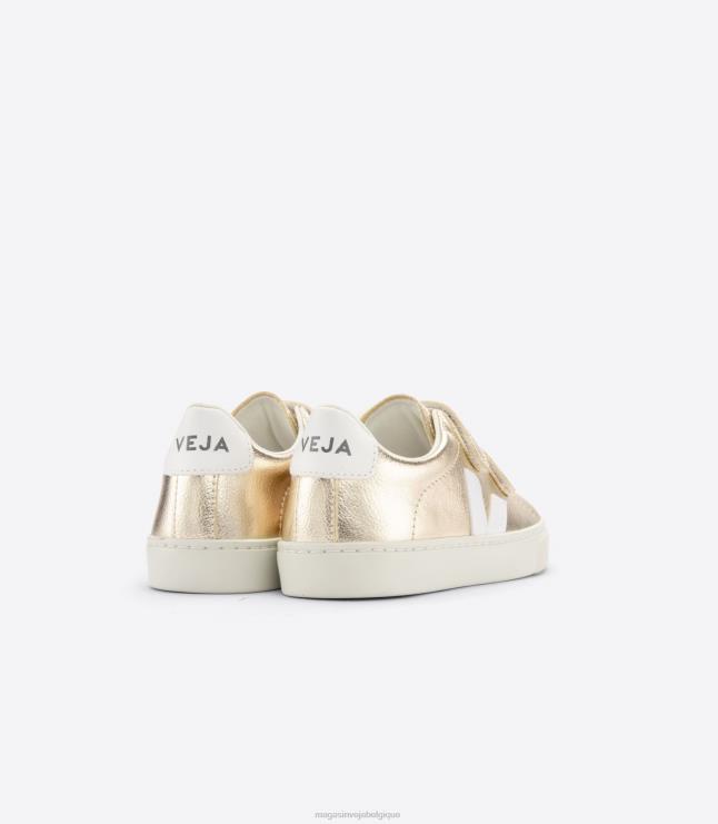 enfants Veja esplar cuir sans chrome platine blanc chaussures 82NJ6327