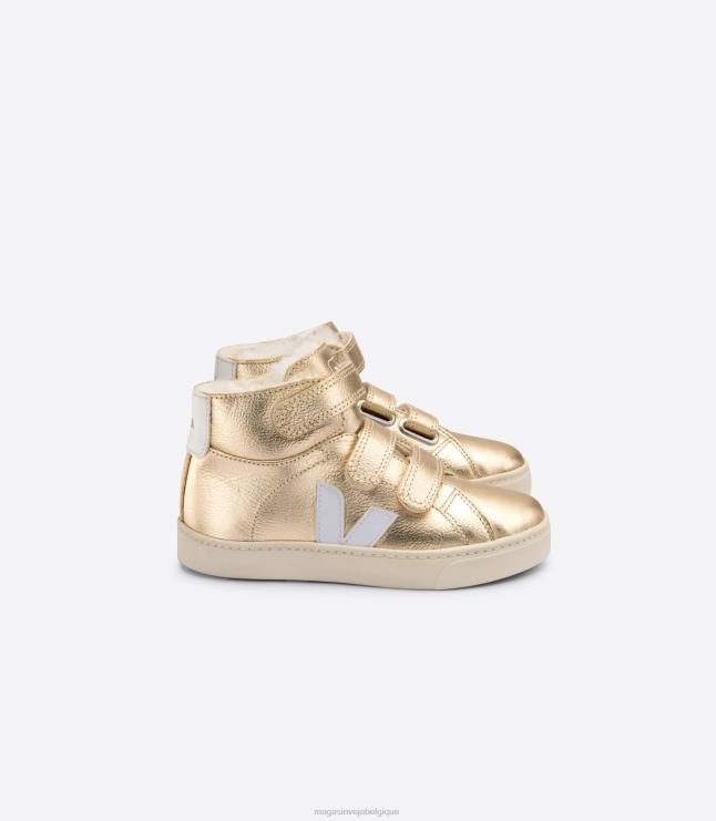 enfants Veja esplar cuir fourré mi platine blanc chaussures 82NJ6317