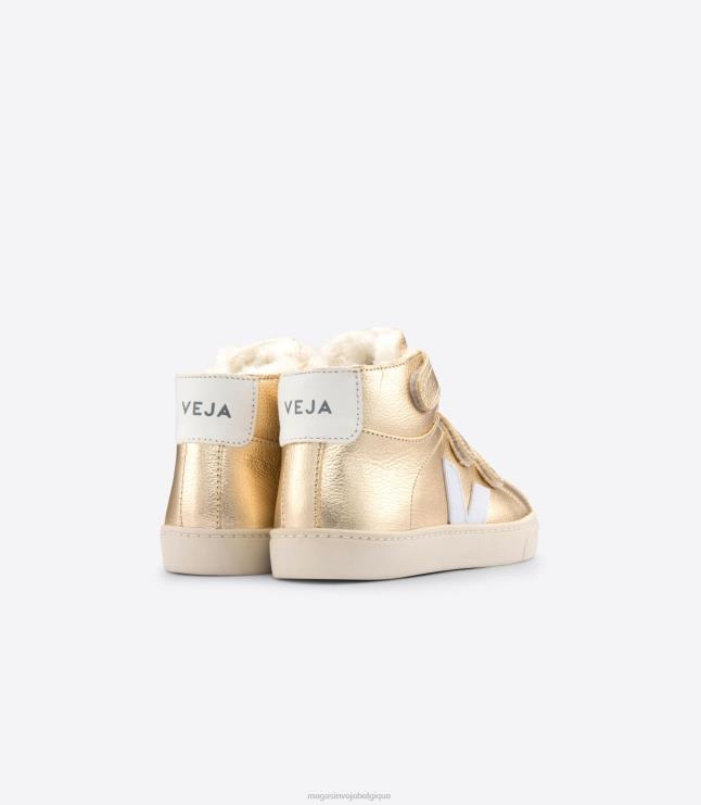 enfants Veja esplar cuir fourré mi platine blanc chaussures 82NJ6317