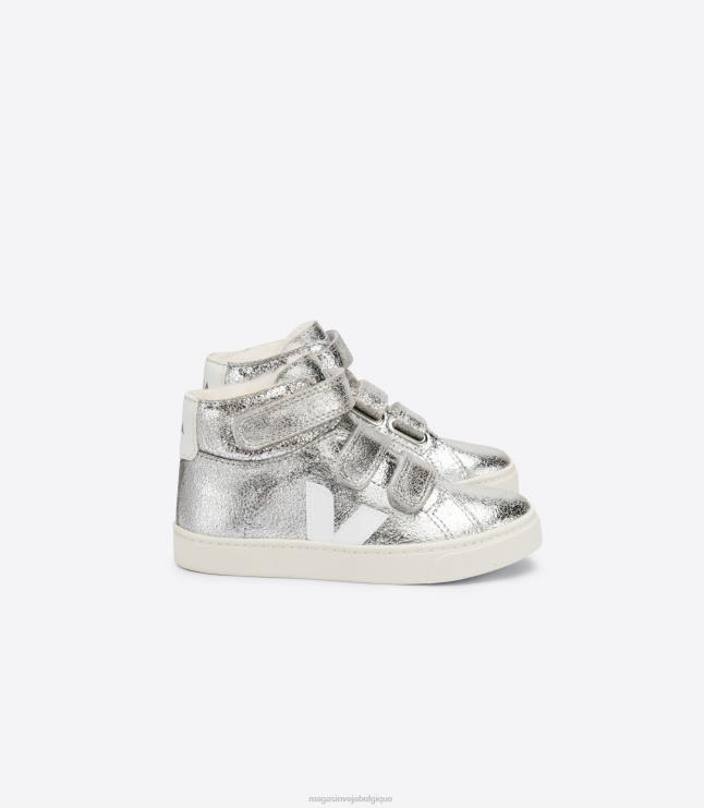 enfants Veja esplar mi-fourrure argent blanc chaussures 82NJ6318