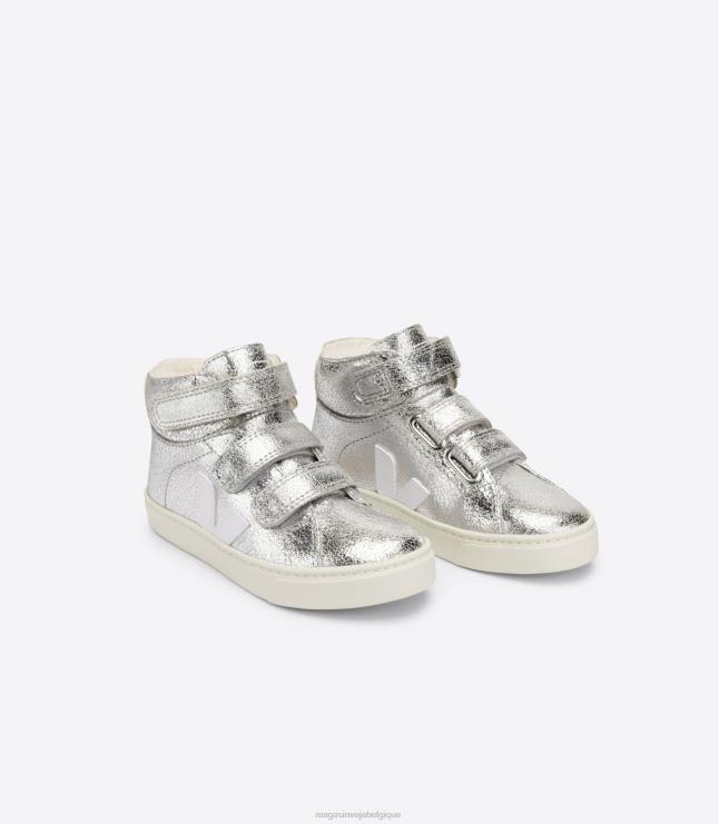 enfants Veja esplar mi-fourrure argent blanc chaussures 82NJ6318