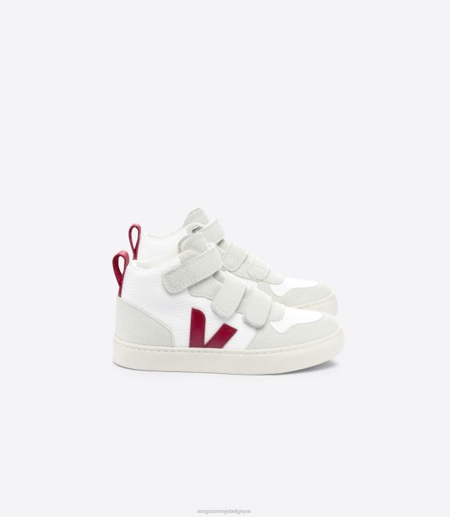 enfants Veja v-10 mi-b-mesh blanc marsala chaussures 82NJ6343