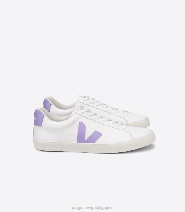 femmes Veja esplar cuir blanc lavande chaussures 82NJ6243