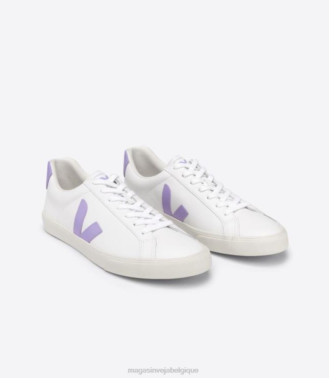 femmes Veja esplar cuir blanc lavande chaussures 82NJ6243