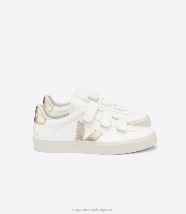 femmes Veja recife cuir sans chrome platine blanche chaussures 82NJ6246