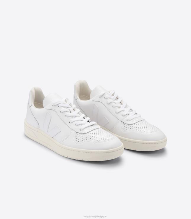 femmes Veja v-10 cuir blanc chaussures 82NJ6237