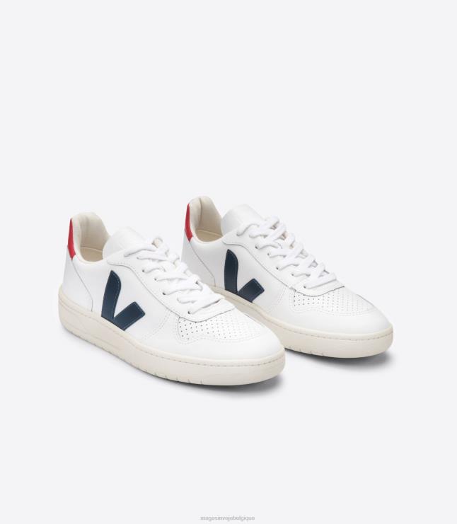 femmes Veja v-10 cuir blanc nautico pekin chaussures 82NJ6238