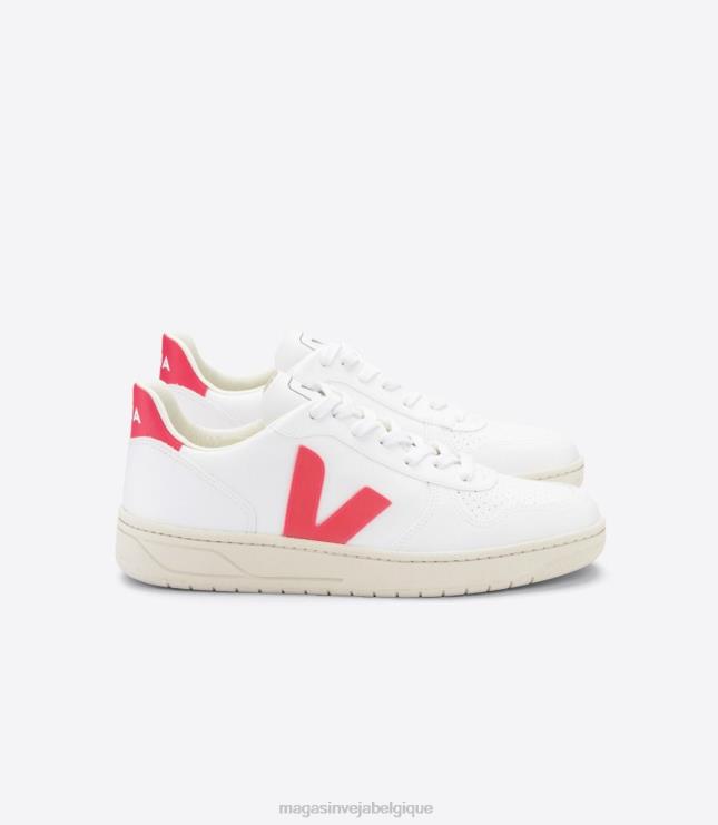 femmes Veja v-10 cwl blanc rose fluo chaussures 82NJ6299