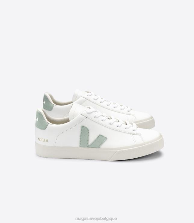 Hommes Veja campo cuir sans chrome blanc matcha chaussures 82NJ617