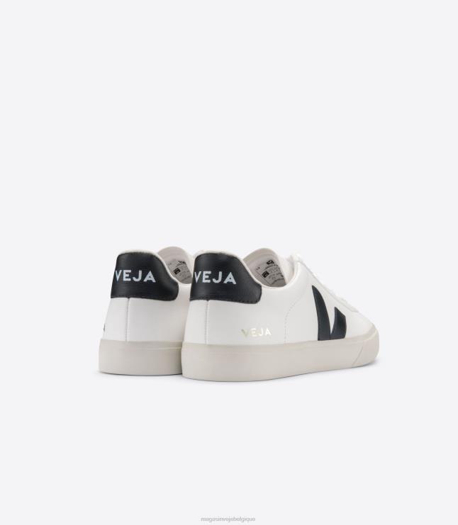 Hommes Veja campo cuir sans chrome blanc noir chaussures 82NJ66