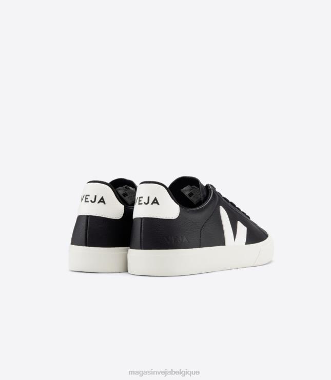 Hommes Veja campo cuir sans chrome noir blanc chaussures 82NJ615