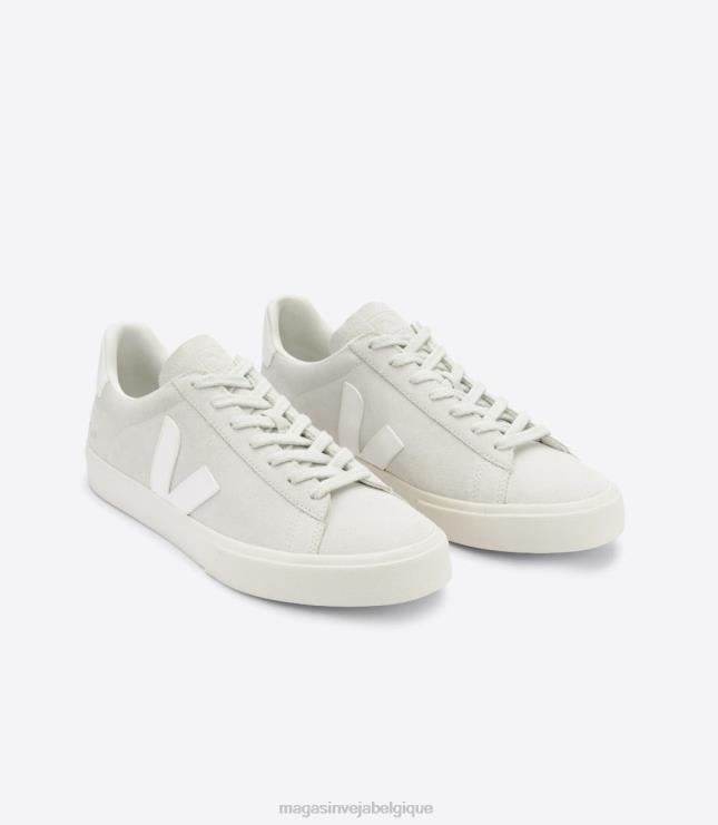 Hommes Veja campo daim blanc naturel chaussures 82NJ69