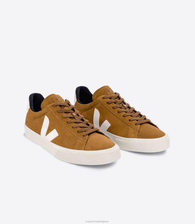 Hommes Veja campo daim camel blanc chaussures 82NJ610