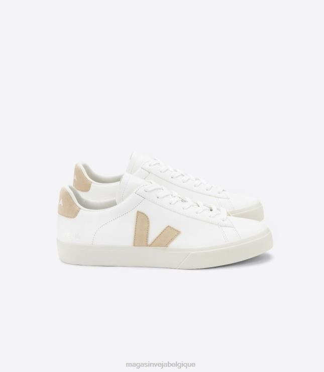 Hommes Veja cuir campo sans chrome amande blanche chaussures 82NJ623