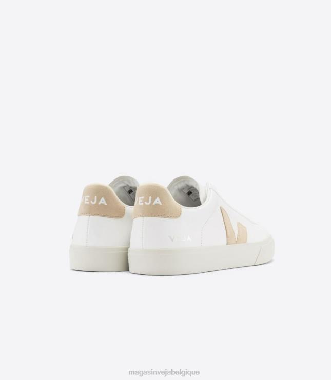 Hommes Veja cuir campo sans chrome amande blanche chaussures 82NJ623