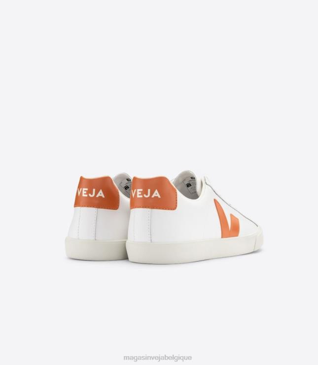 Hommes Veja citrouille blanche en cuir d'esplar chaussures 82NJ693