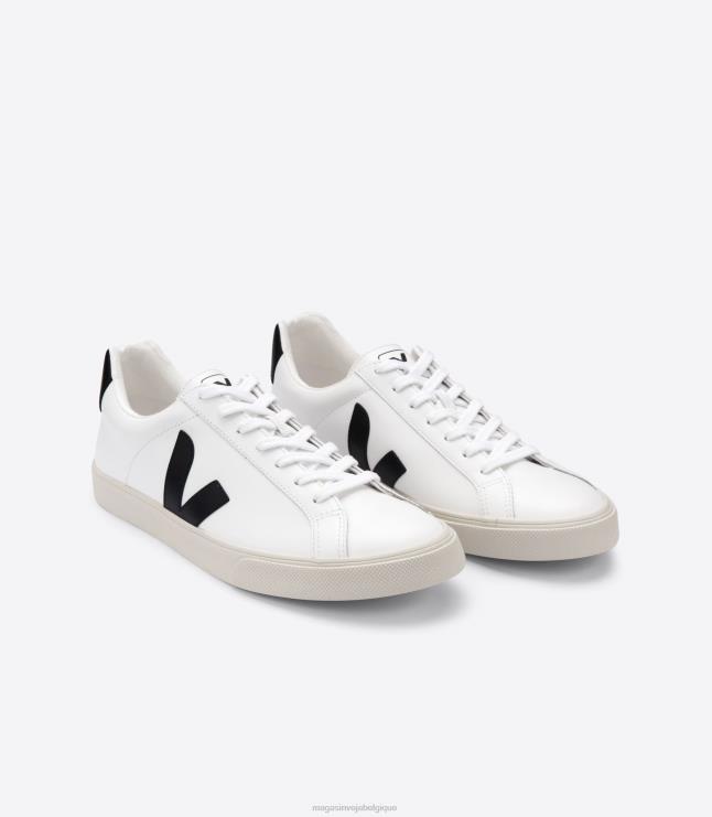 Hommes Veja esplar cuir blanc noir chaussures 82NJ691