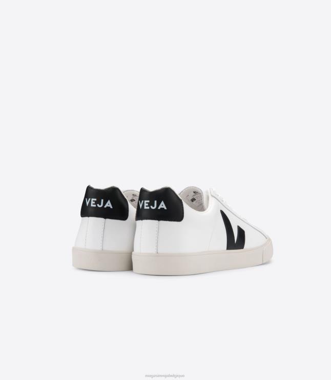 Hommes Veja esplar cuir blanc noir chaussures 82NJ691