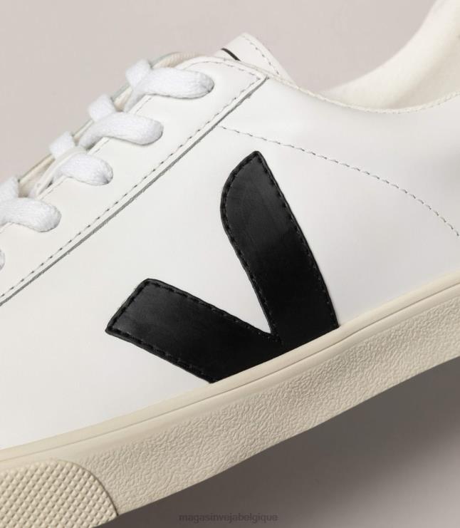 Hommes Veja esplar cuir blanc noir chaussures 82NJ691