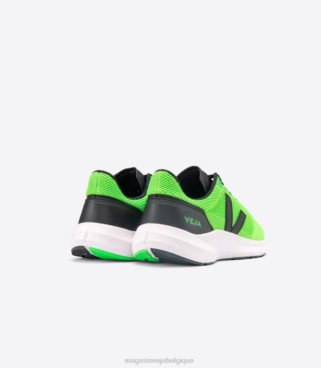 Hommes Veja marlin v-knit vert fluo noir chaussures 82NJ6206