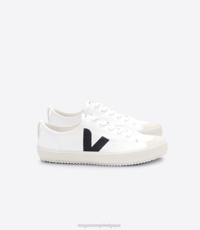 Hommes Veja toile nova blanc noir chaussures 82NJ6150