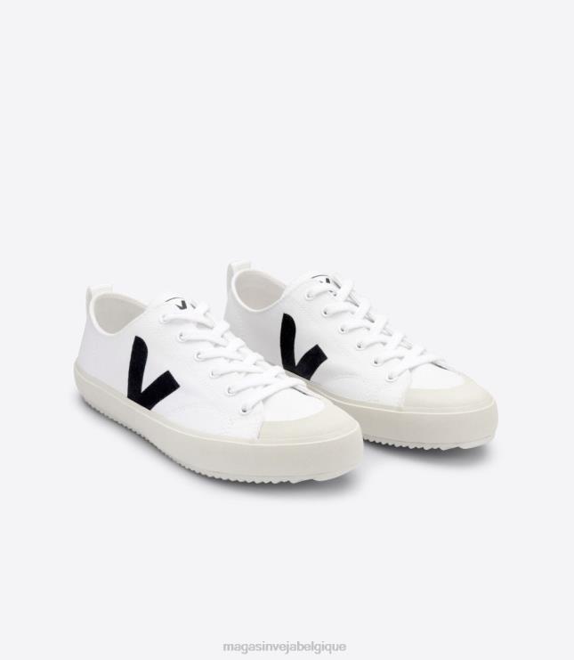 Hommes Veja toile nova blanc noir chaussures 82NJ6150