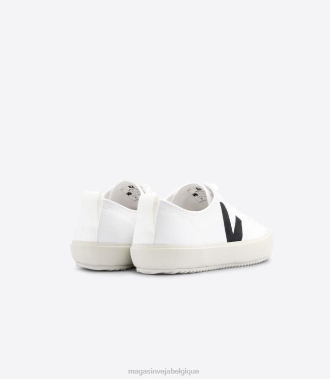 Hommes Veja toile nova blanc noir chaussures 82NJ6150