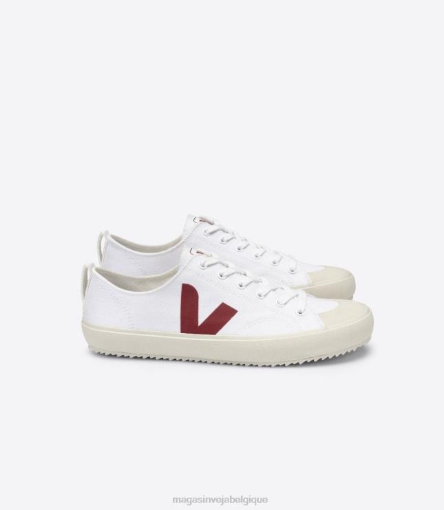 Hommes Veja toile nova marsala blanc chaussures 82NJ6161