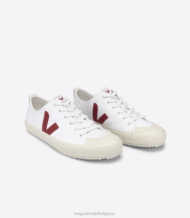 Hommes Veja toile nova marsala blanc chaussures 82NJ6161