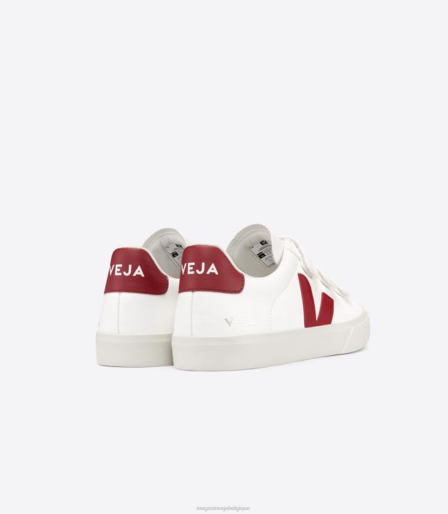 Hommes Veja Recife cuir sans chrome blanc marsala chaussures 82NJ6115