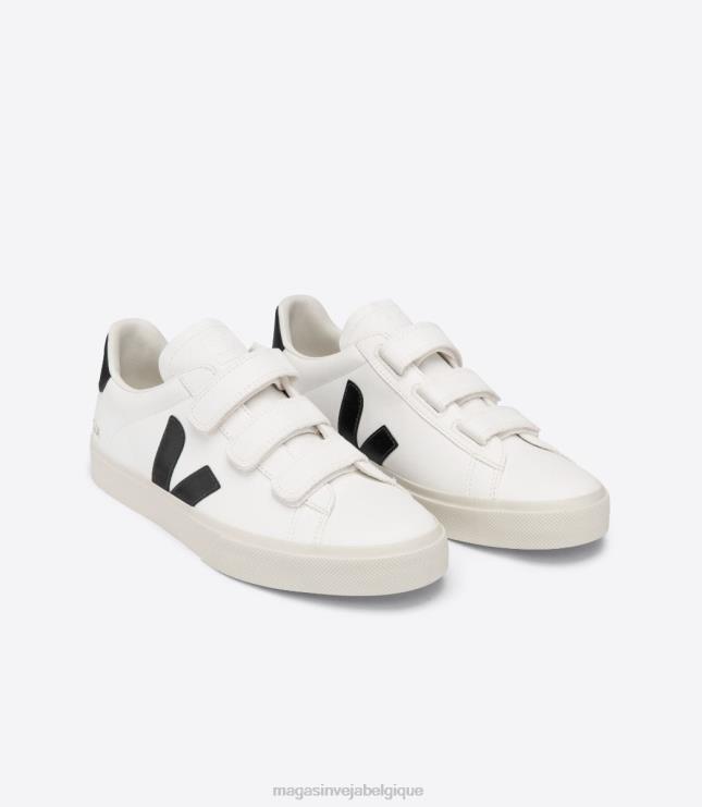 Hommes Veja recife cuir sans chrome blanc noir chaussures 82NJ6110