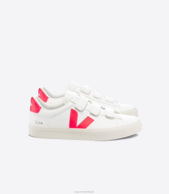 Hommes Veja recife cuir sans chrome blanc rose fluo chaussures 82NJ6112