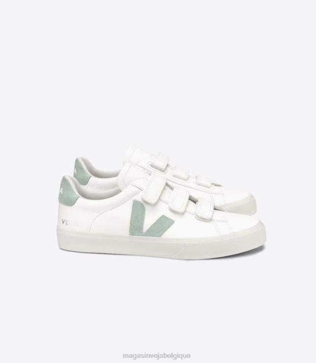 Hommes Veja recife cuir sans chrome matcha blanc chaussures 82NJ6109