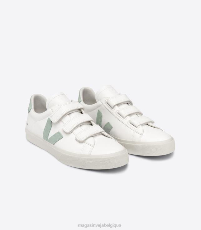 Hommes Veja recife cuir sans chrome matcha blanc chaussures 82NJ6109