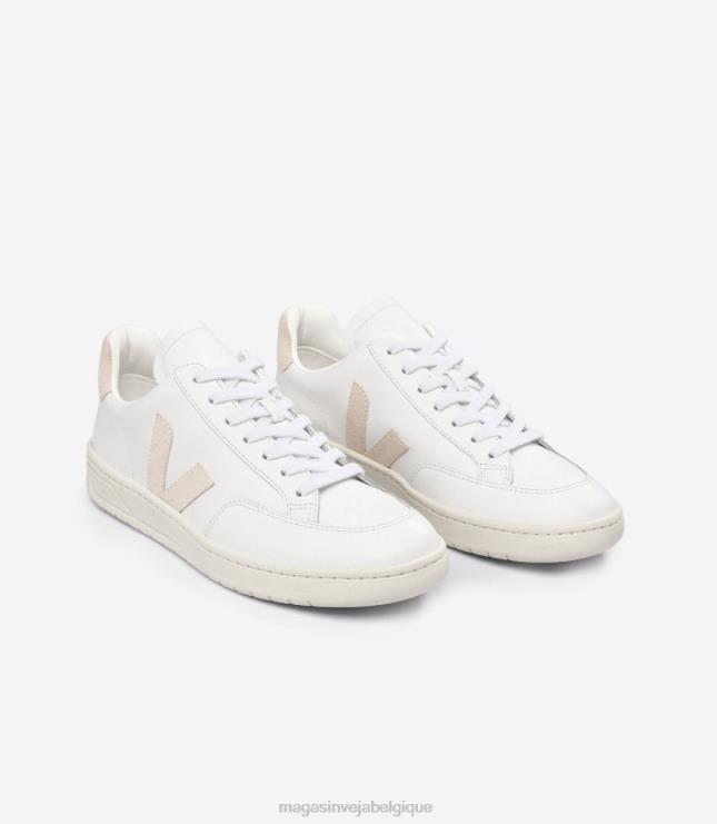 Hommes Veja v-12 cuir sable blanc chaussures 82NJ625