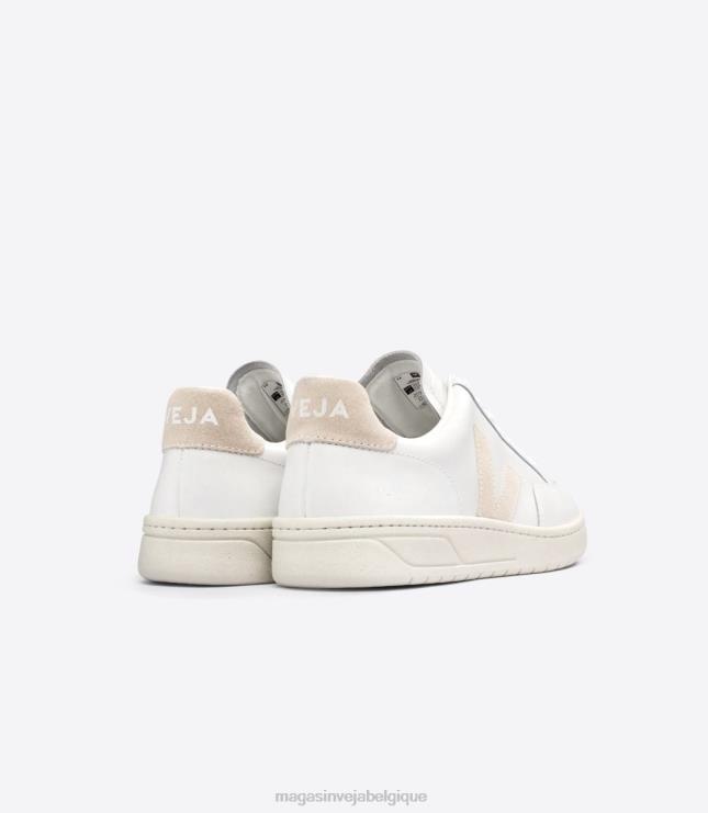 Hommes Veja v-12 cuir sable blanc chaussures 82NJ625