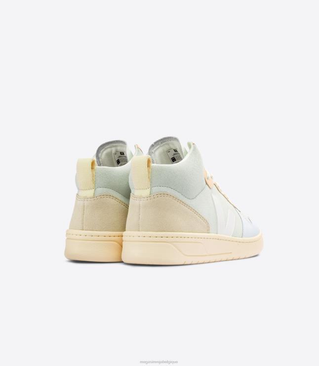 Hommes Veja v-15 daim blanc jade multico chaussures 82NJ682