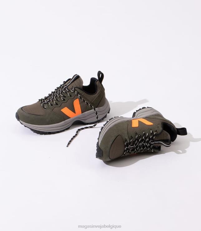 Hommes Veja venturi ripstop kaki orange fluo chaussures 82NJ6166